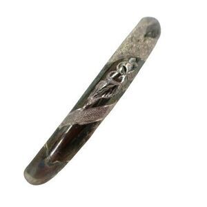 Vintage Sterling Silver 925 FAS Hinged Bangle Etched Bracelet 7.25'' - 9 gram